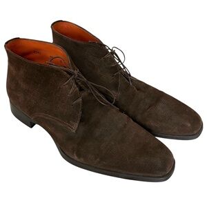 Santoni | Brown lace up chukka boot shoes